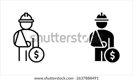 Worker compensation icon set.  Containing expense, first and kit, work, vector illustration on white background