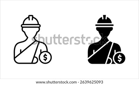 Worker compensation icon set.  Containing expense, first and kit, work, vector illustration on white background