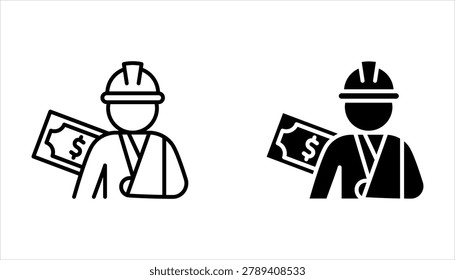 Worker compensation icon set on white background