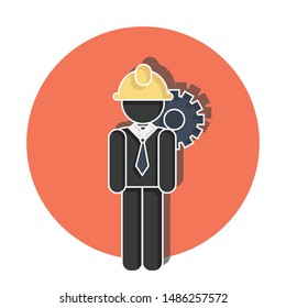 Worker concept on white background. Flat vector illustration for web.