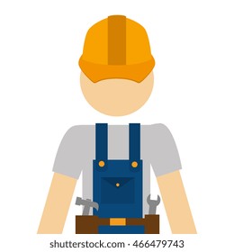 worker construction male, isolated flat icon design