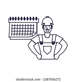 worker construction man with calendar reminder