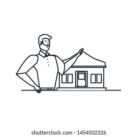 worker construction man with facade house