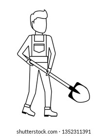 worker construction man with shovel