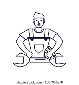 worker construction man with wrench tool