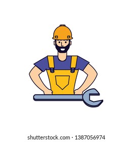 worker construction man with wrench tool