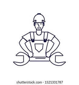 worker construction man with wrench tool