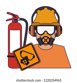 Worker with construction tools