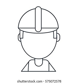 worker construction uniform helmet thin line