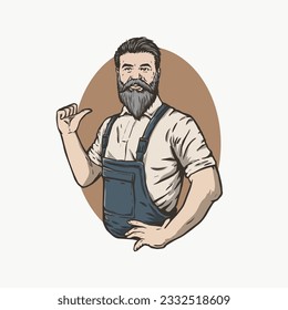 ilustración vintage de construcción de trabajadores