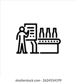 worker control machine outline icon. factory activity line art illustration.