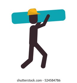 Worker Contruction Carrying Material Graphic