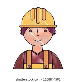 worker contruction in yellow overalls