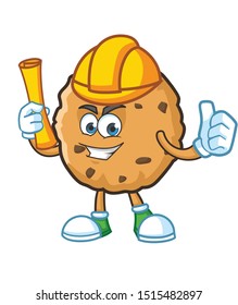 worker cookie cartoon character mascot design