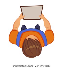 Trabajador, mensajeros entregando paquetes. Vista superior del almacén. Vector de concepto de logística
