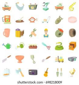 Worker crafticons set. Cartoon style of 36 worker craft vector icons for web isolated on white background