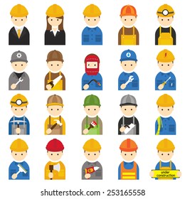 Worker, Craftsman, Symbol Icons Set