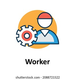 Worker With Crane Outline with fill colors vector icon editable

