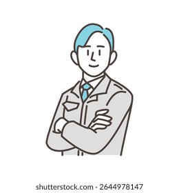 Worker crossing his arms with a confident expression [Vector illustration]