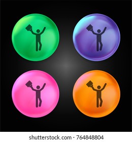 Worker crystal ball design icon in green - blue - pink and orange.