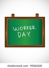 worker day hand drawn writing - vector illustration