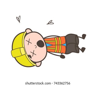 Worker Dead Body - Cute Cartoon Male Engineer Illustration