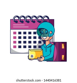 worker delivery service with envelope and calendar reminder