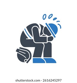 Worker Depression Icon On White Background