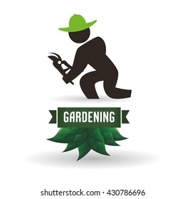 Worker design. Gardening icon. White background , vector