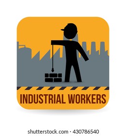 Worker design. Industrial icon. White background , vector