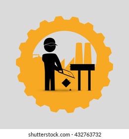 Worker design. Industrial icon. White background , vector