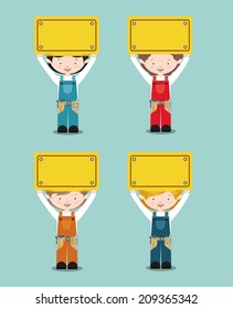 Worker design over blue background, vector illustration