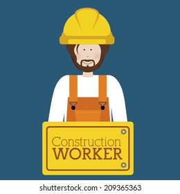 Worker design over blue background, vector illustration
