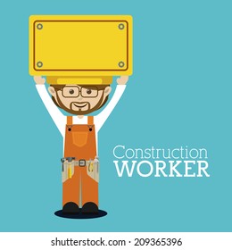 Worker design over blue background, vector illustration