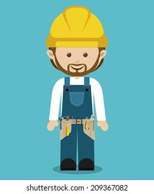 Worker design over blue background, vector illustration