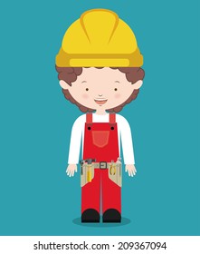 Worker design over blue background, vector illustration