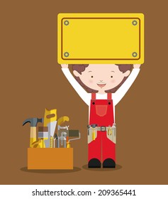 Worker design over brown background, vector illustration