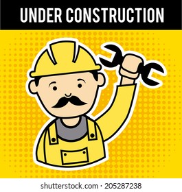 worker design over orange background vector illustration