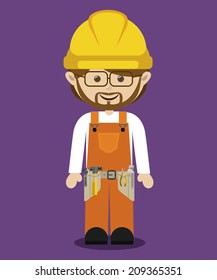 Worker design over purple background, vector illustration