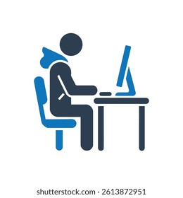 Worker Desk Icon On White Background