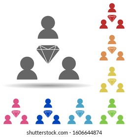 Worker, diamond, loyalty staff in multi color style icon. Simple glyph, flat vector of business icons for ui and ux, website or mobile application