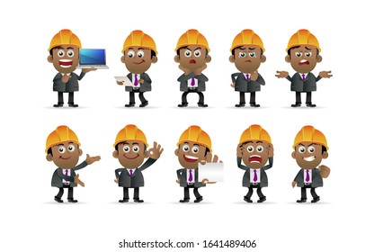 Worker with different poses. vector