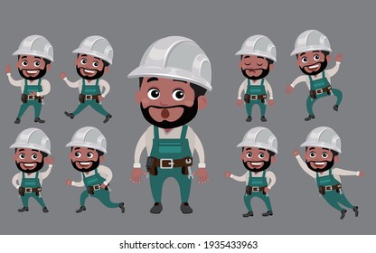 Worker with different poses. vector