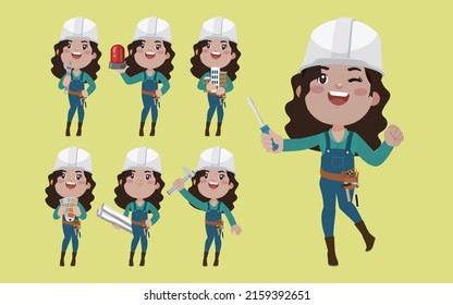 Worker Different Poses Vector Stock Vector (Royalty Free) 2159392651 ...