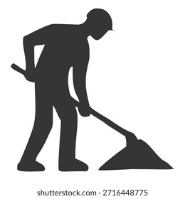 Trabajador excavando el arte de la silueta del suelo