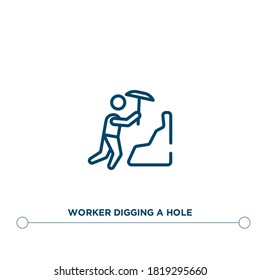 worker digging a hole outline vector icon. simple element illustration. worker digging a hole outline icon from editable business concept. can be used for web and mobile
