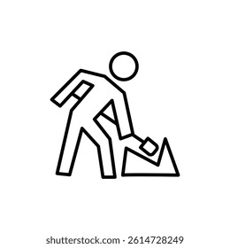 Worker digging icon black and white vector sign