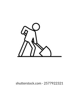 Worker digging icon Flat illustration sign