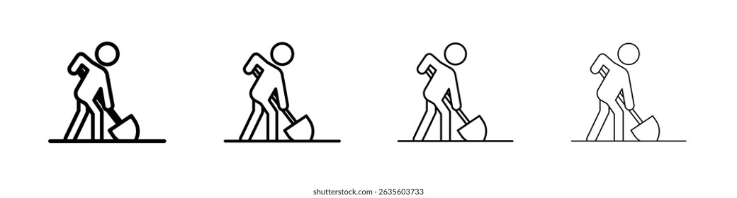 Ícone de escavação do trabalhador Sinal de ilustração plana