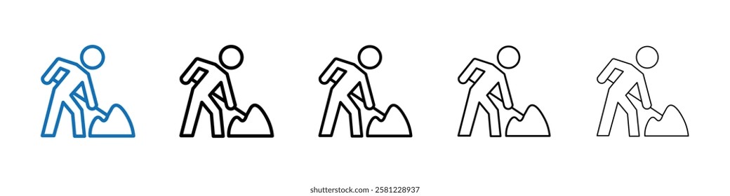 Worker digging icon Outline vector logo for web ui